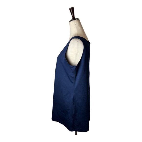 A'nue Ligne‎ Tank Top Women XL Navy Blue Scoop Neck The Longer High Shell Top - Picture 7 of 10